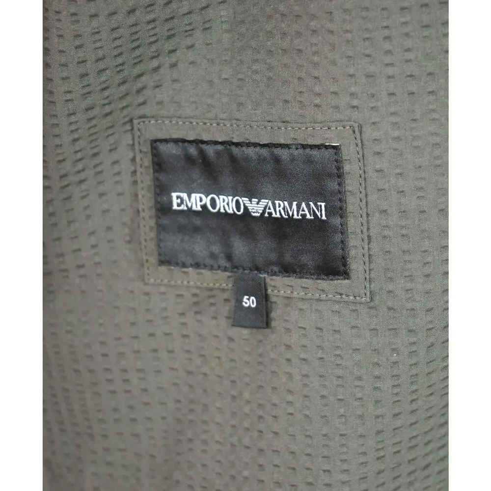$895 EMPORIO ARMANI - Dark Green Seersucker Blazer - 40
